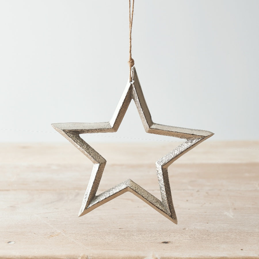 Hanging Bevelled Metal Star, 15cm