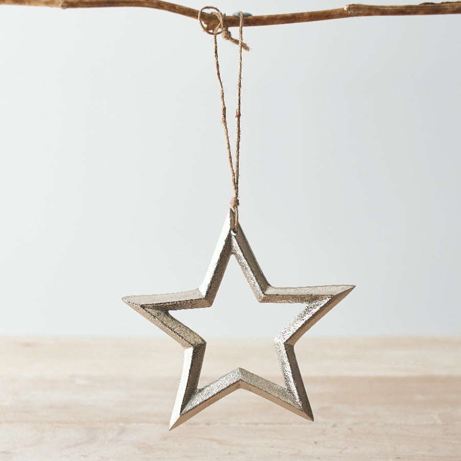Hanging Bevelled Metal Star, 12cm