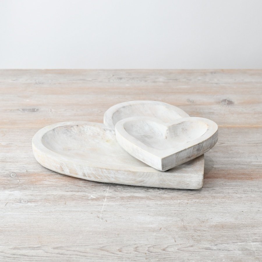 Rustic Wooden Heart Dish - 15cm