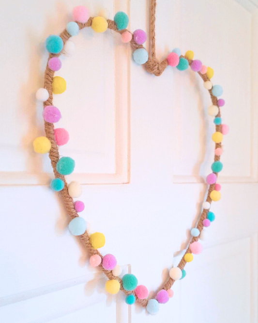 Spring Pom-Pom Heart Wreath
