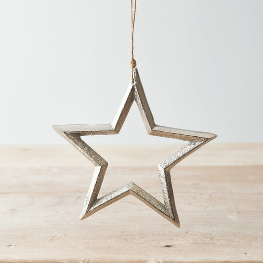 Hanging Bevelled Metal Star, 15cm