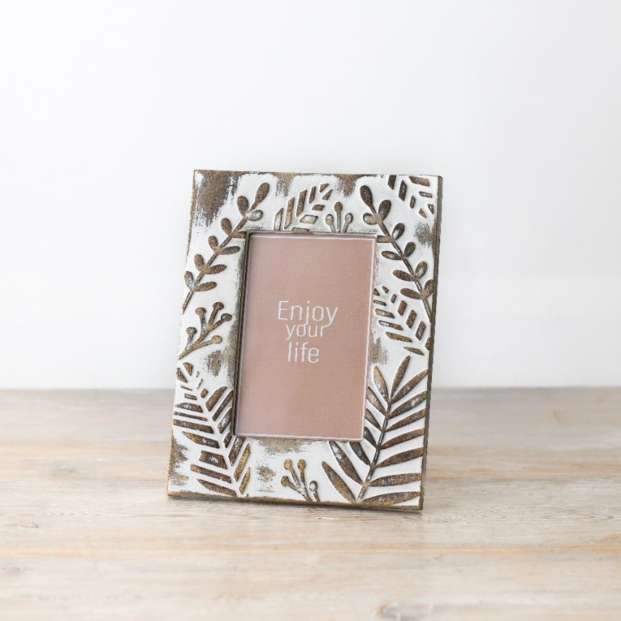 Wooden Leaf Print Picture Frame - 5 x 7
