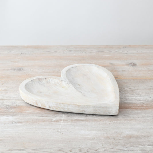 Rustic Wooden Heart Dish - 26cm