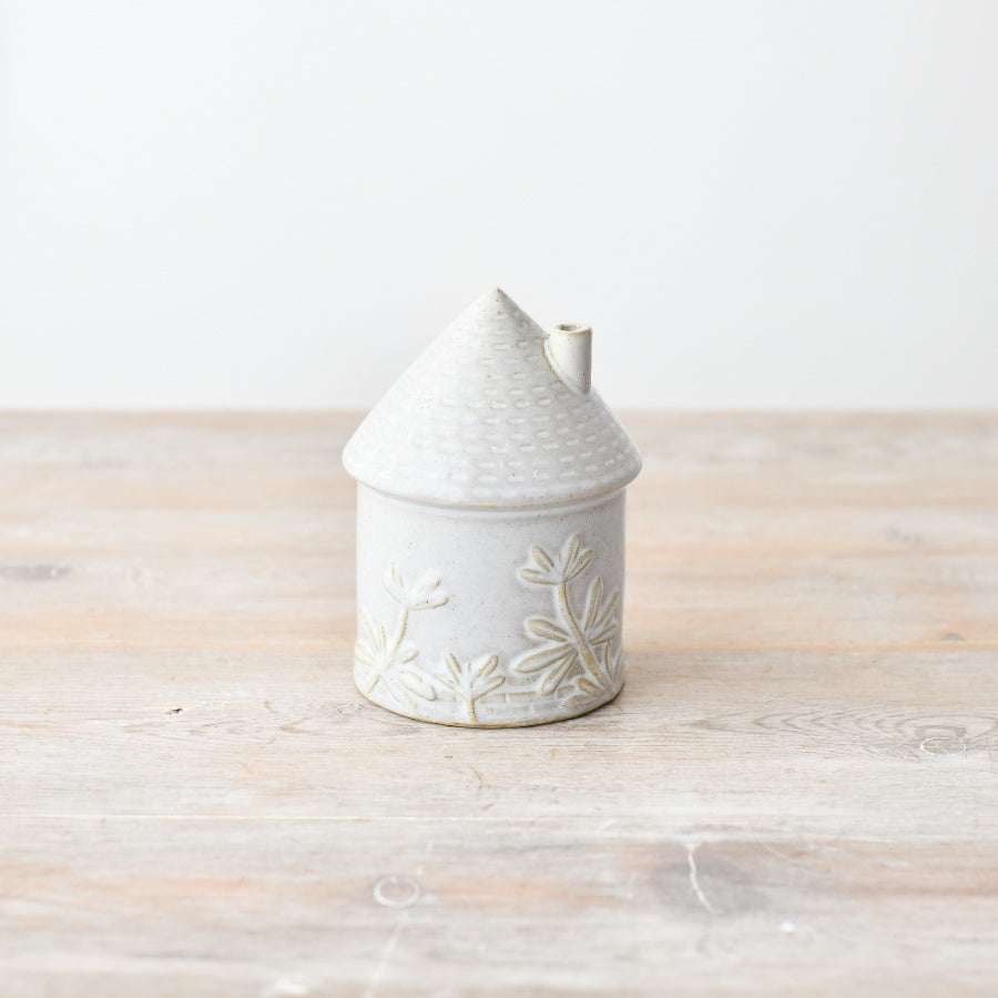 Ceramic Floral House Ornament - 11cm