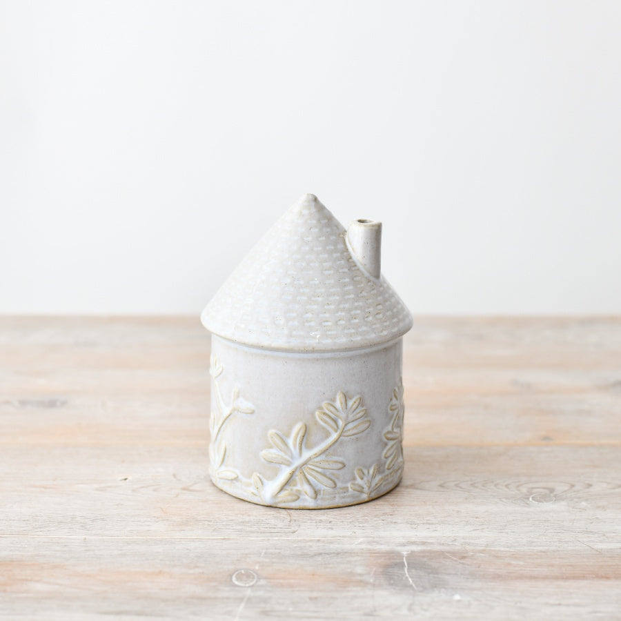 Ceramic Floral House Ornament - 14cm