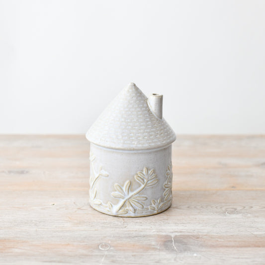 Ceramic Floral House Ornament - 14cm