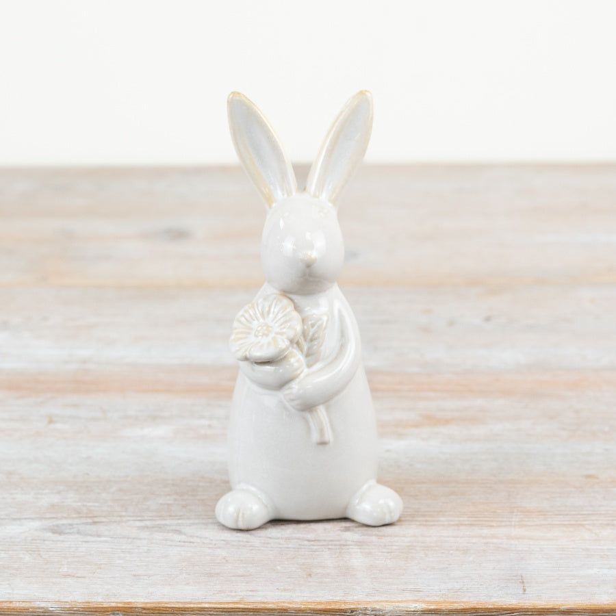 Ceramic Rabbit with Flower - 17cm