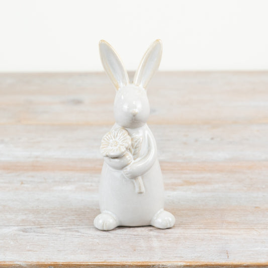Ceramic Rabbit with Flower - 17cm