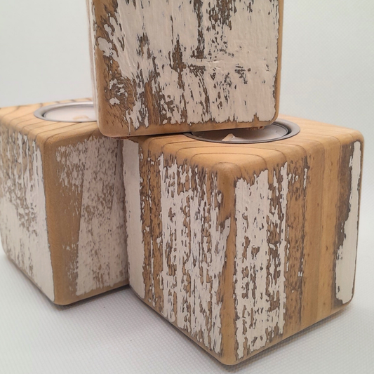 Fence Post Tealight Holder - Rustic Cream