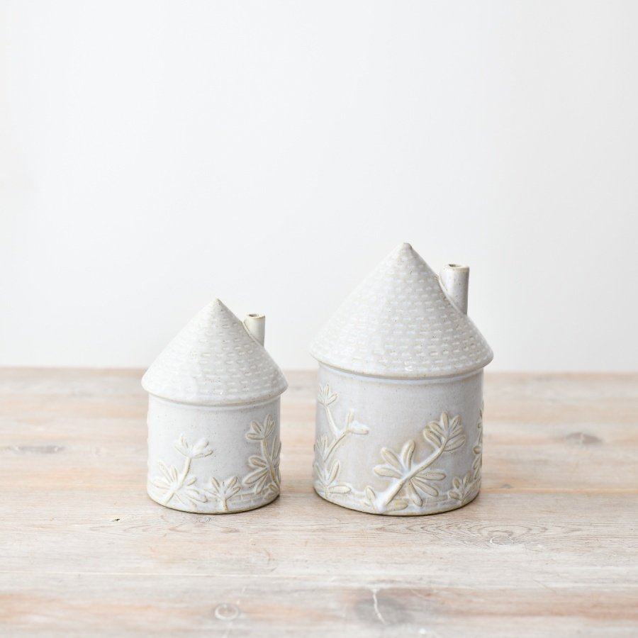 Ceramic Floral House Ornament - 14cm