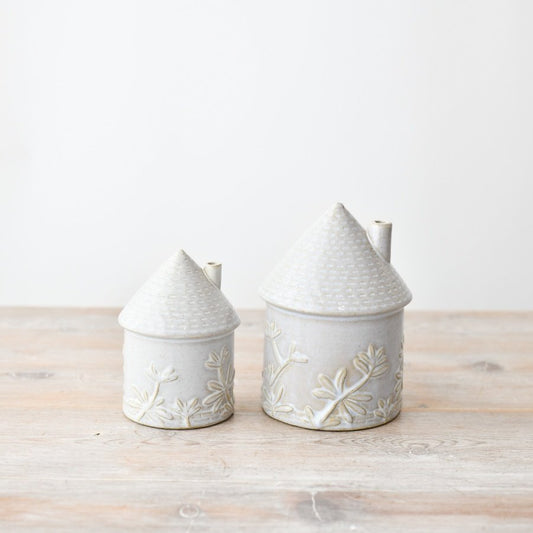 Ceramic Floral House Ornament - 14cm