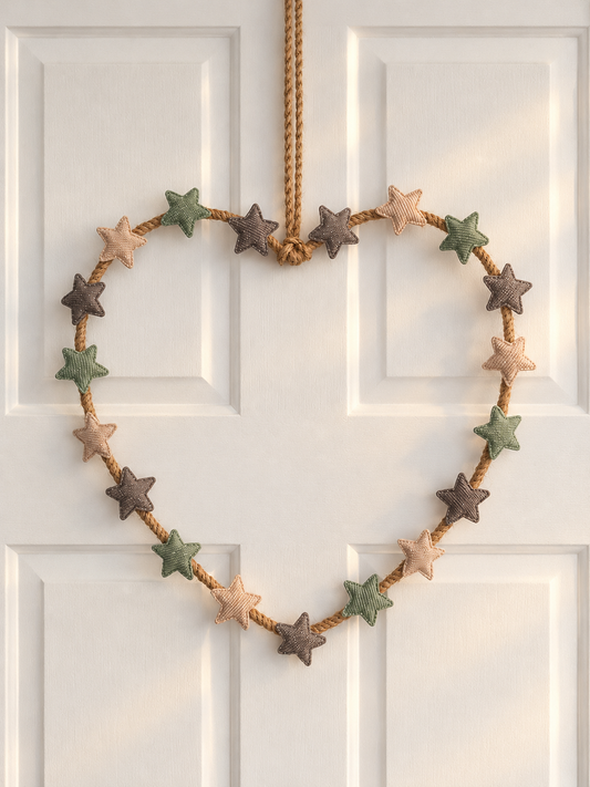 Heart Wreath with Fabric Stars