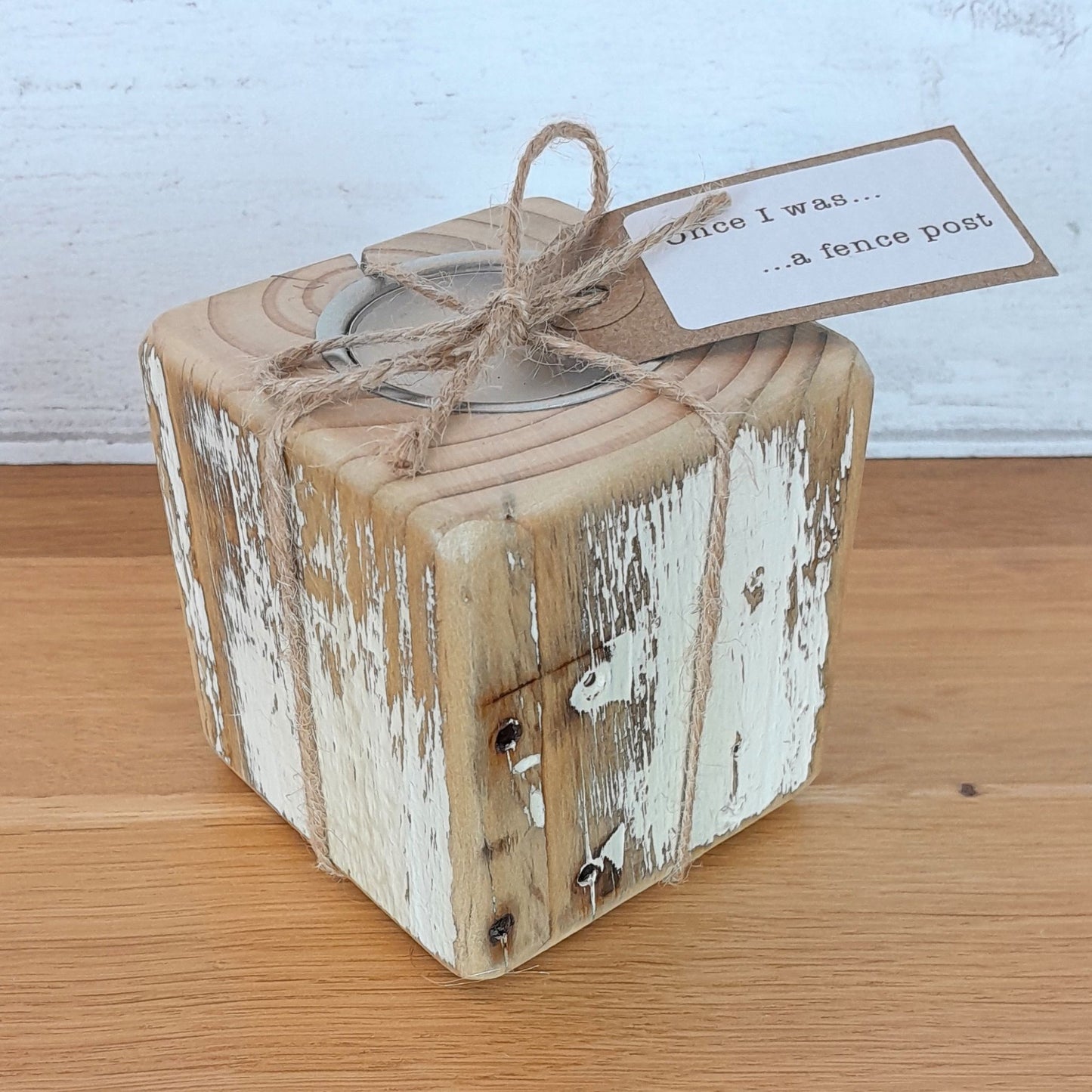 Fence Post Tealight Holder - Rustic Cream