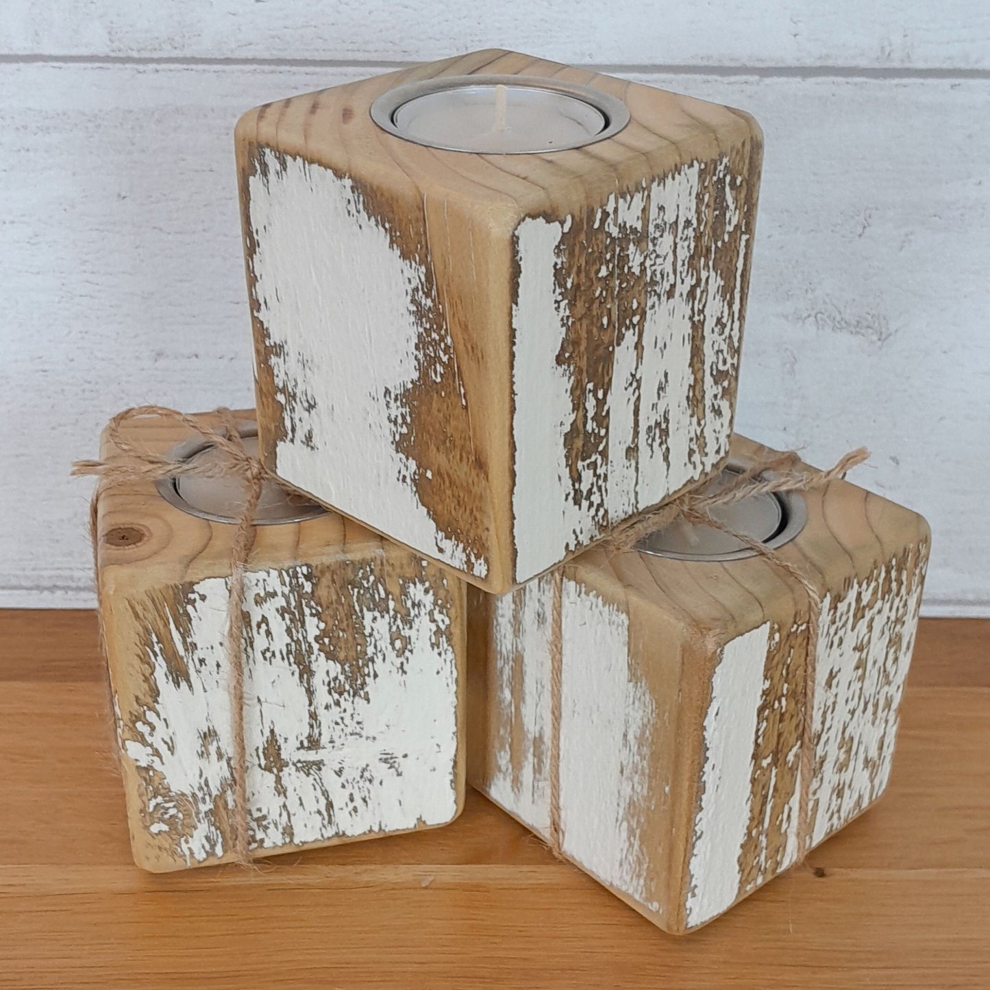 Fence Post Tealight Holder - Rustic Cream
