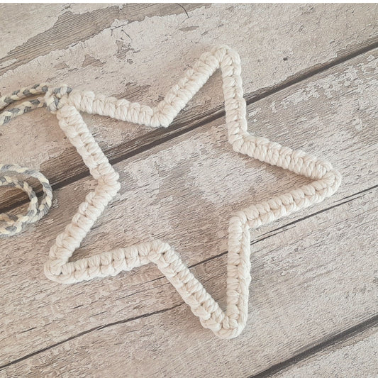 Macrame Star - White & Grey