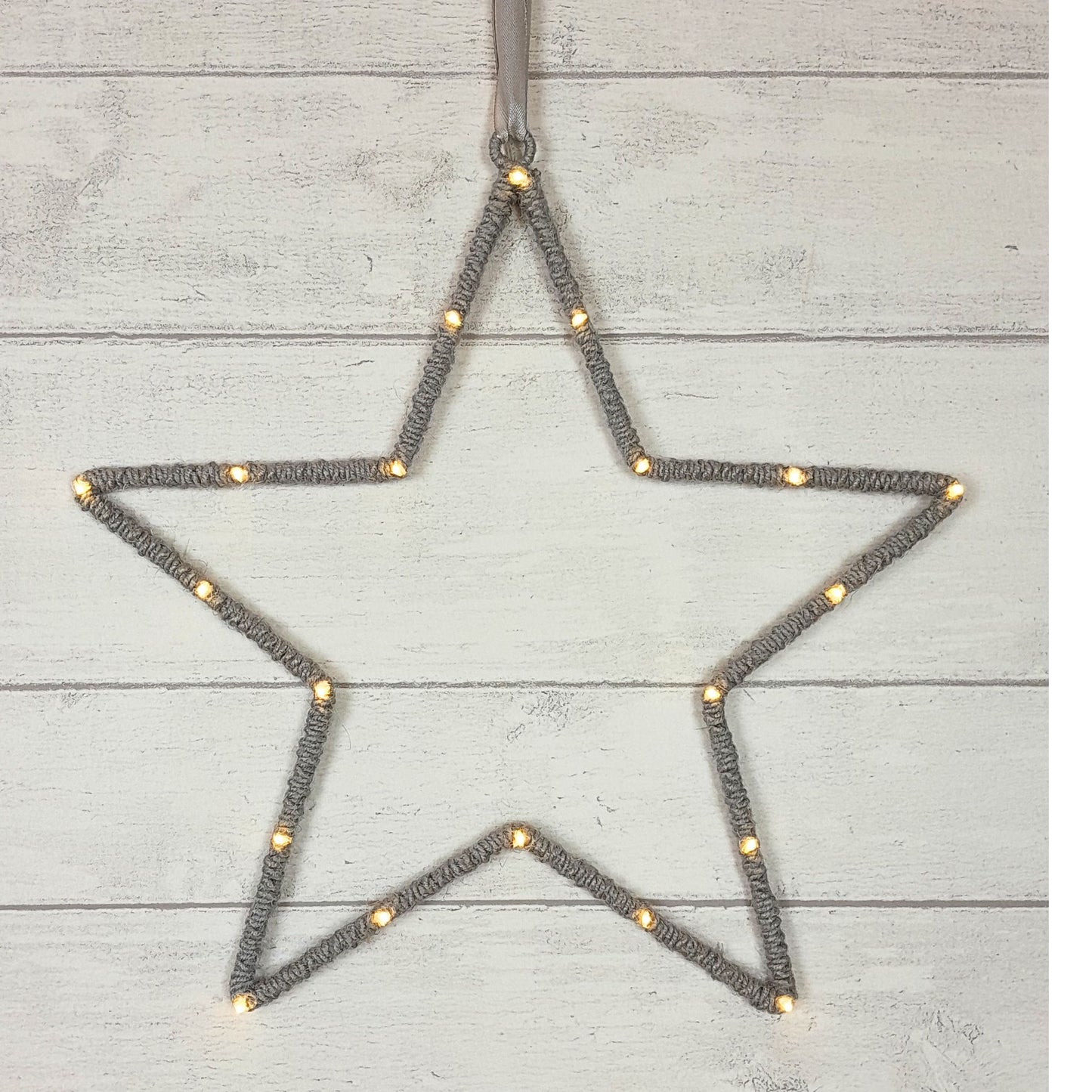 Lit Jute Outline Star - Grey
