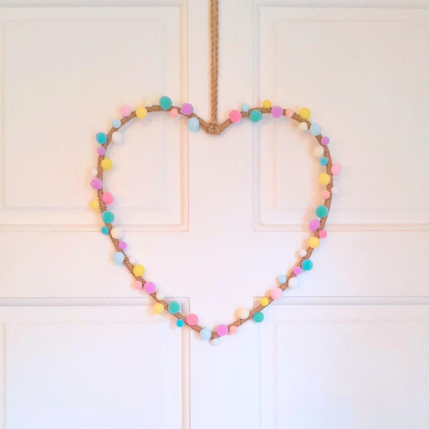 Spring Pom-Pom Heart Wreath